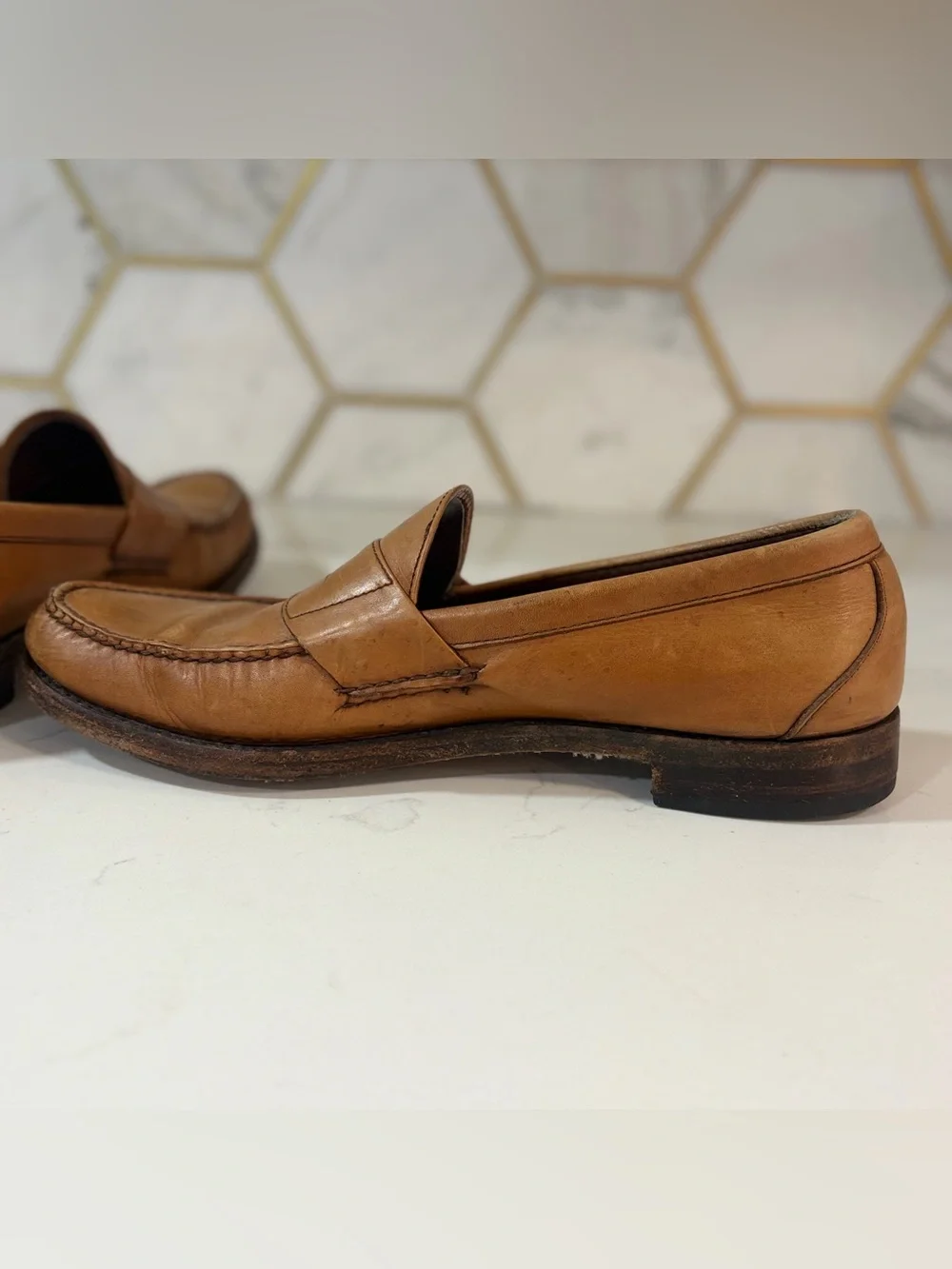 Allen Edmonds Paxton Tan Leather Penny Loafers Mens Sz 12 A USA Classic Preppy